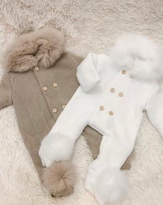 Knitted Pramsuit (Cappuccino)